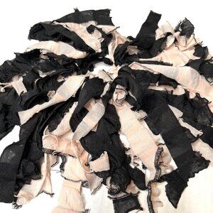 Cream Black Fringe Hair Tie Mummy Halloween Costume Ghost Dead Bride Dreadfalls